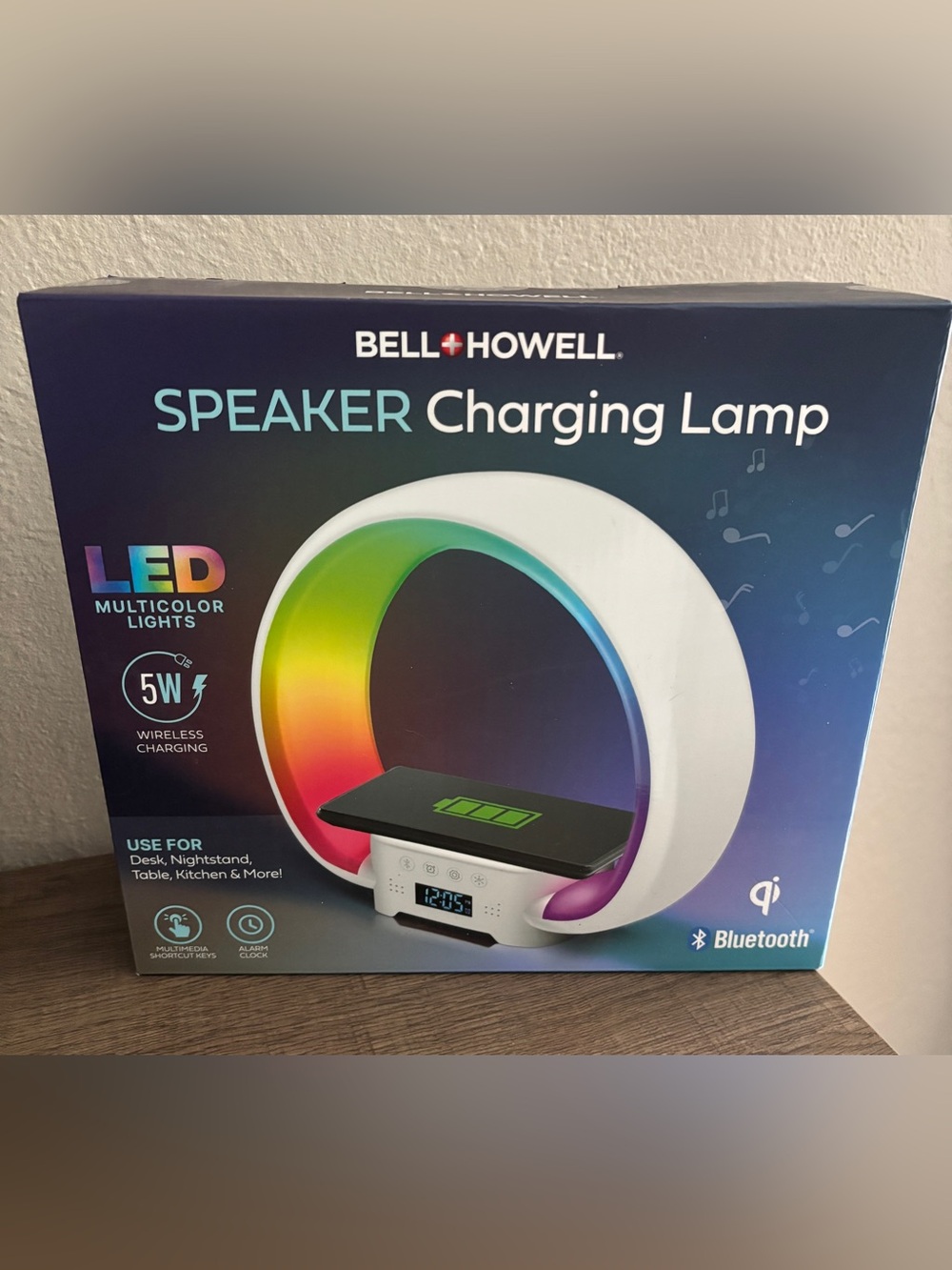 Bell + Howell Multicolor Wireless Charging Bluetooth‎ Speaker Alarm Clock LED